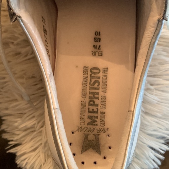 Mephisto Leather Sneakers Air Relax Shock Absorbing Soles White Silver Ladies 10 - Picture 6 of 16